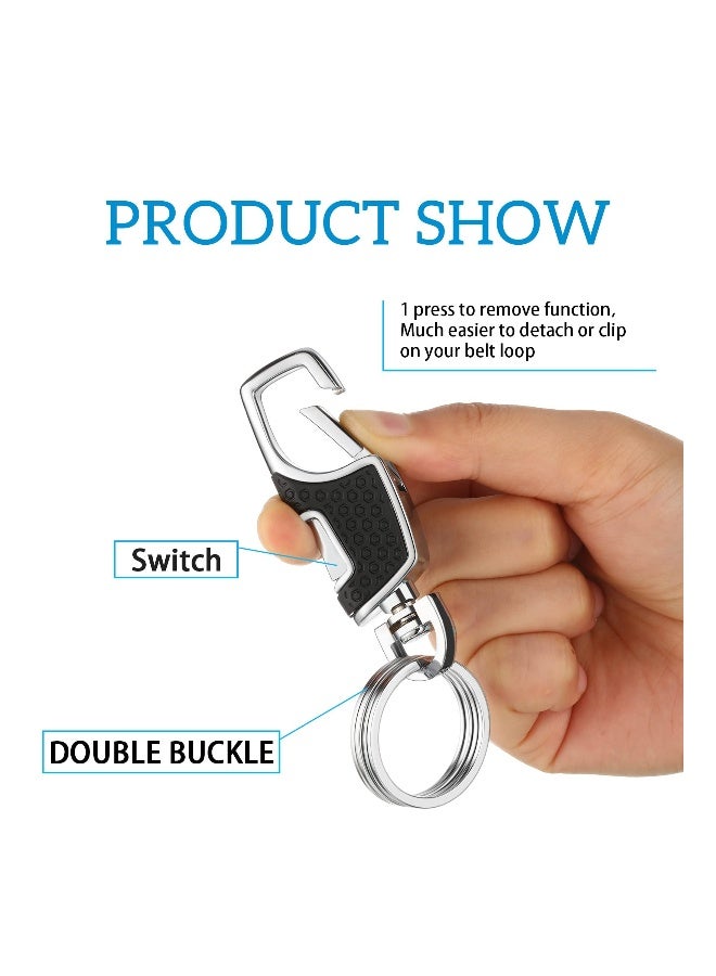 4 Pieces Key Chain, Quality Heavy Car Stainless Steel Key Holder with Key Ring for Men and Women, Black and Brown - Image 3