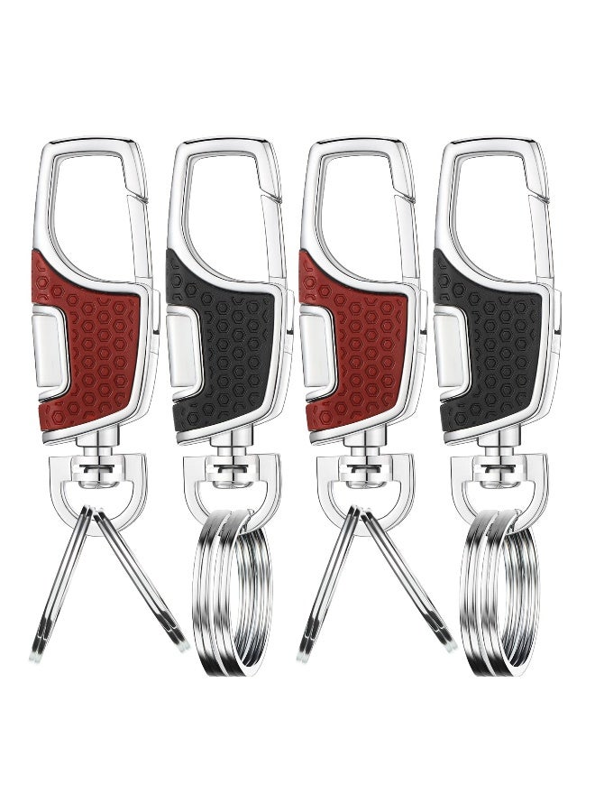 4 Pieces Key Chain, Quality Heavy Car Stainless Steel Key Holder with Key Ring for Men and Women, Black and Brown - Image 1