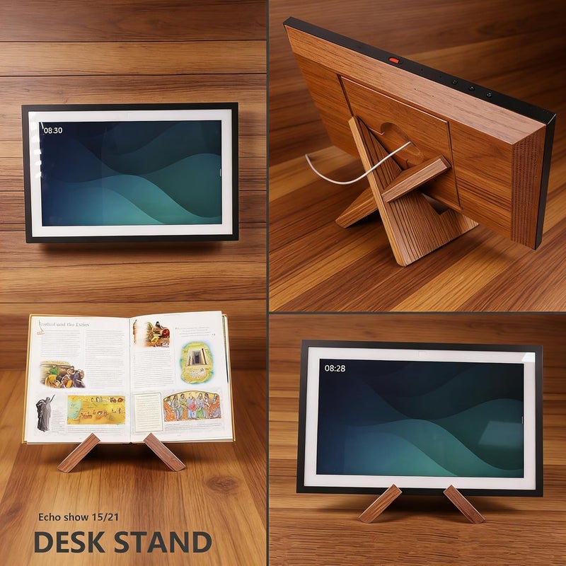 Alloery Tablet Computer Stand Compatible with Echo Show 15,Echo Show 21 and Suitable for Cookbook,Stand Holder Display (Dark brown) - Image 5