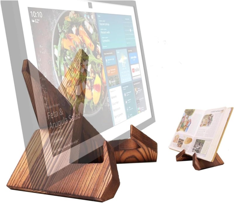 Alloery Tablet Computer Stand Compatible with Echo Show 15,Echo Show 21 and Suitable for Cookbook,Stand Holder Display (Dark brown) - Image 1