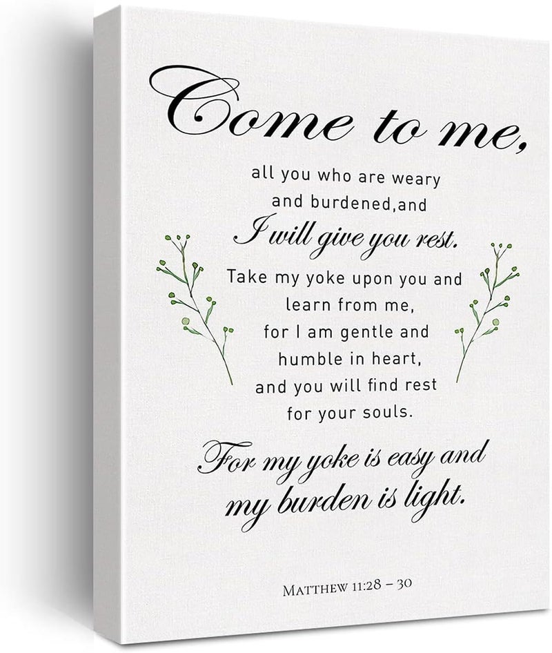 JerLoe Christian Canvas Wall Art - Matthew 11:28 - Image 1