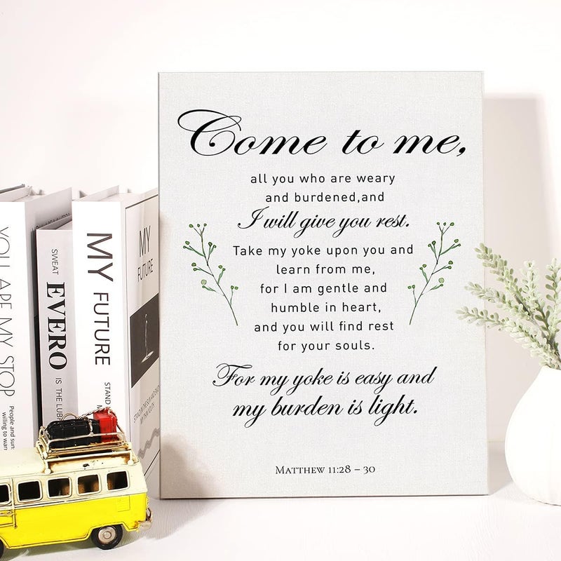 JerLoe Christian Canvas Wall Art - Matthew 11:28 - Image 4