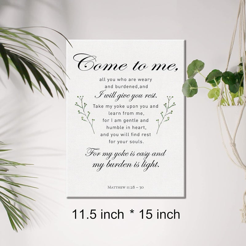 JerLoe Christian Canvas Wall Art - Matthew 11:28 - Image 2