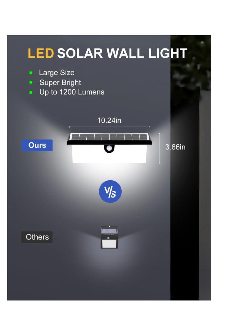 Solar Lights, Solar Motion Lights Outdoor with 3 Modes, 10.2" Large Solar Wall Lights, Dusk to Dawn Solar Porch Lights, Waterproof Solar Lights for Front Door, Backyard Steps, Garage, Garden (1 Pcs) - Image 2