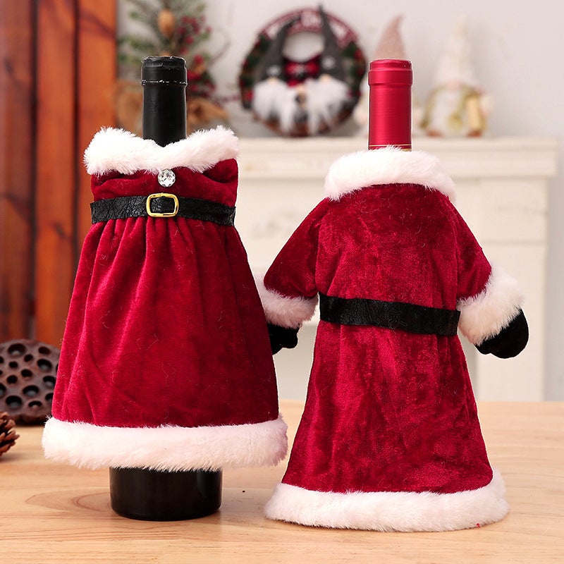 New Christmas Decorations Dress Dress Wine Bottle Set Creative Christmas Wine Set Home Dining Table Decoration - Image 3
