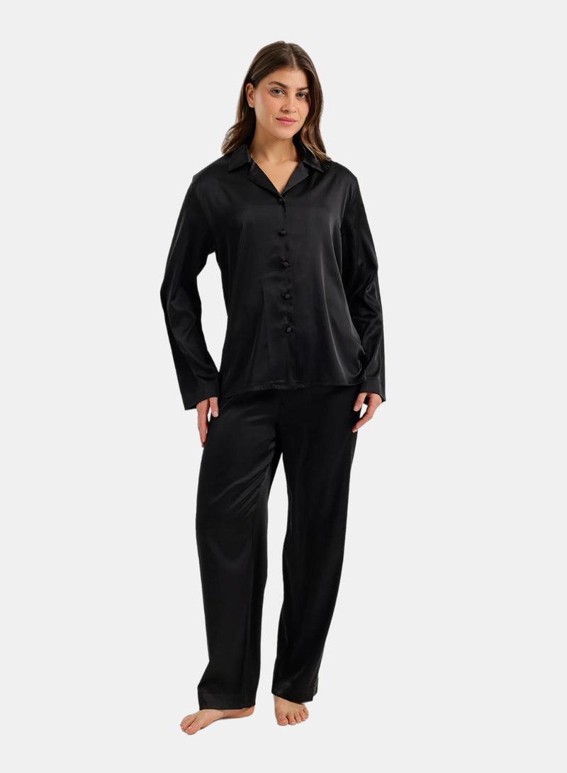 Carina Satin Buttoned Pyjama Set - Image 1