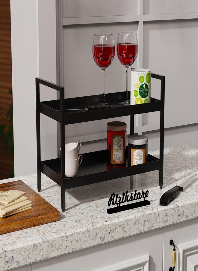 RIZIK STORE® 2-Tier Multipurpose Countertop Organizer Rack – Metal Standing Shelf for Kitchen, Bathroom, Dressing Table – Spice Rack, Vanity Tray, Makeup Organizer (Black) - Image 5