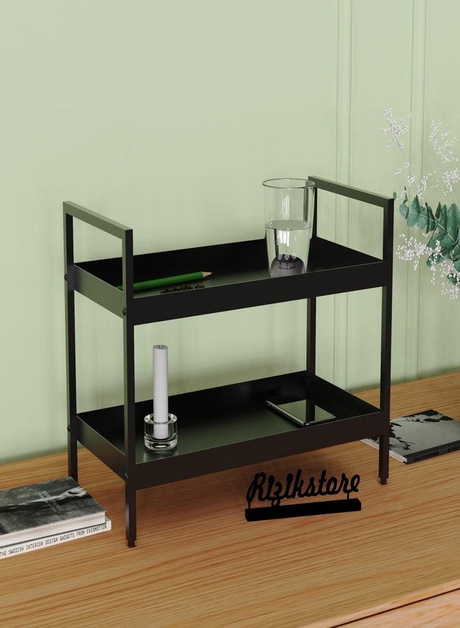 RIZIK STORE® 2-Tier Multipurpose Countertop Organizer Rack – Metal Standing Shelf for Kitchen, Bathroom, Dressing Table – Spice Rack, Vanity Tray, Makeup Organizer (Black) - Image 3