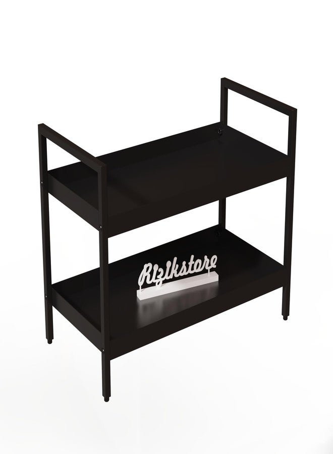 RIZIK STORE® 2-Tier Multipurpose Countertop Organizer Rack – Metal Standing Shelf for Kitchen, Bathroom, Dressing Table – Spice Rack, Vanity Tray, Makeup Organizer (Black) - Image 4