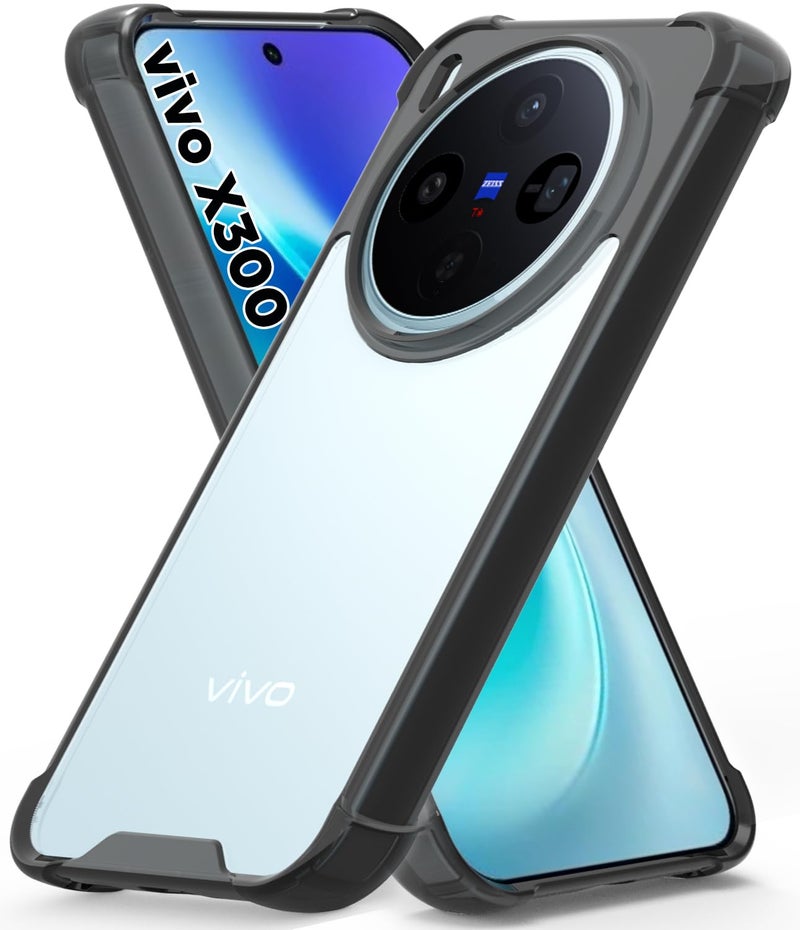 RIGGEAR Shockproof Clear Hybrid Airbag Armor Back Cover Case Compatible with Vivo X300 5G (Clear-Black TPU Bumper with Transparent PC) - Image 1