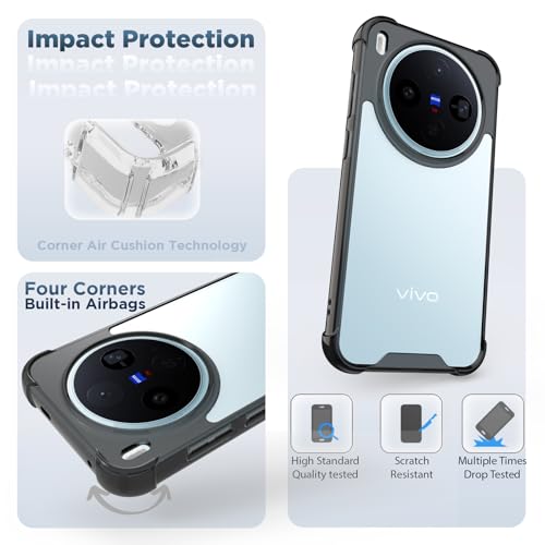 RIGGEAR Shockproof Clear Hybrid Airbag Armor Back Cover Case Compatible with Vivo X300 5G (Clear-Black TPU Bumper with Transparent PC) - Image 3