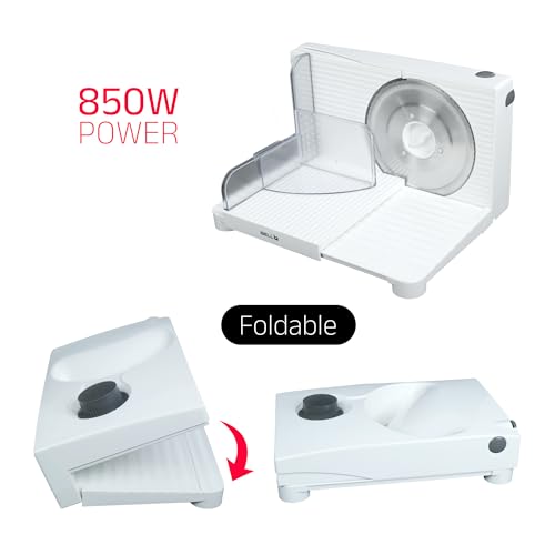 iBELL MS170M Electric Meat Slicer Foldable Portable, 850W, Stainless Steel Blade, Heavy Duty Meat Slicer (White) - Image 2