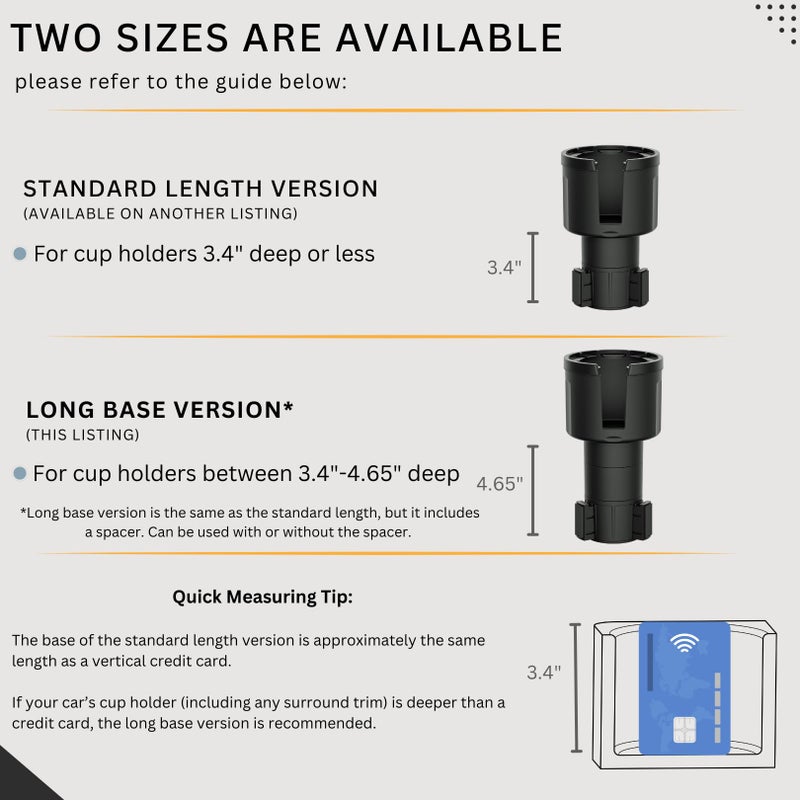 Swigzy Car Cup Holder Expander (Long Base) - Adjustable Expandable Insert Extender, Automotive Adapter Holds Hydro-Flask, Yeti, Nalgene, Large (32 40 oz) Water Bottles, Big Drinks - Universal - Image 2