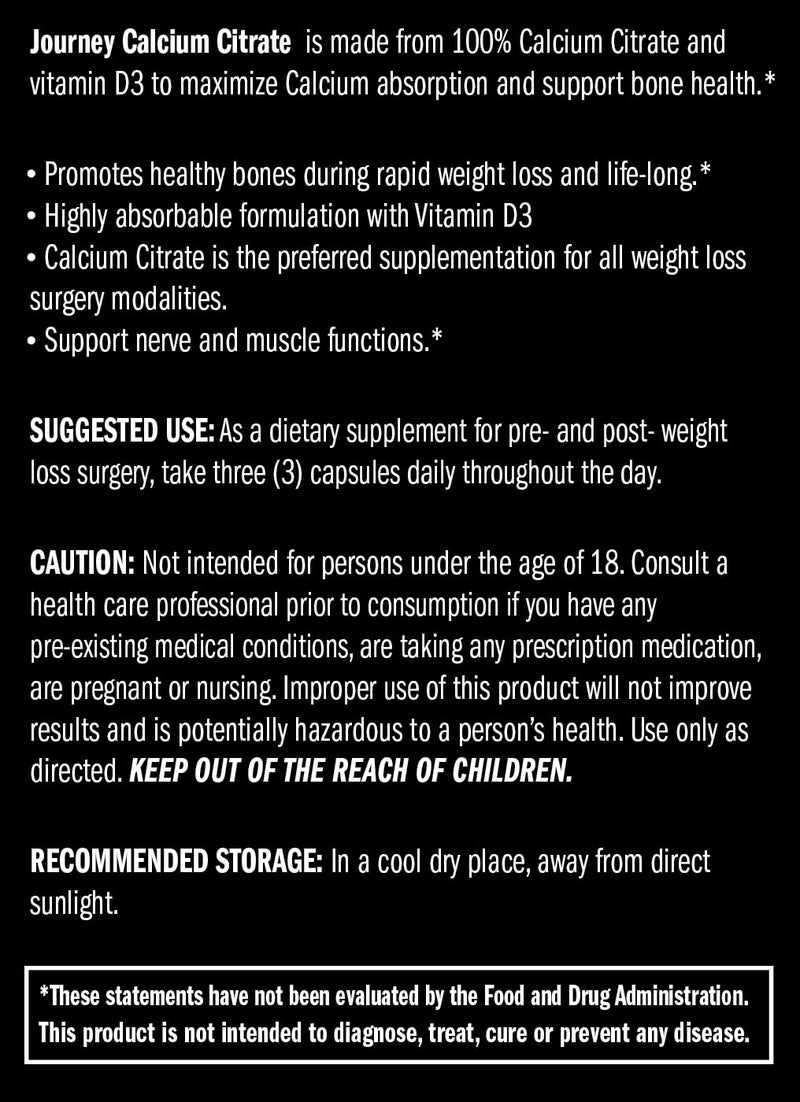 Journey Bariatric Calcium Capsules with Vitamin D3 | Bone Strength Support Pre- & Post-Surgery Health
