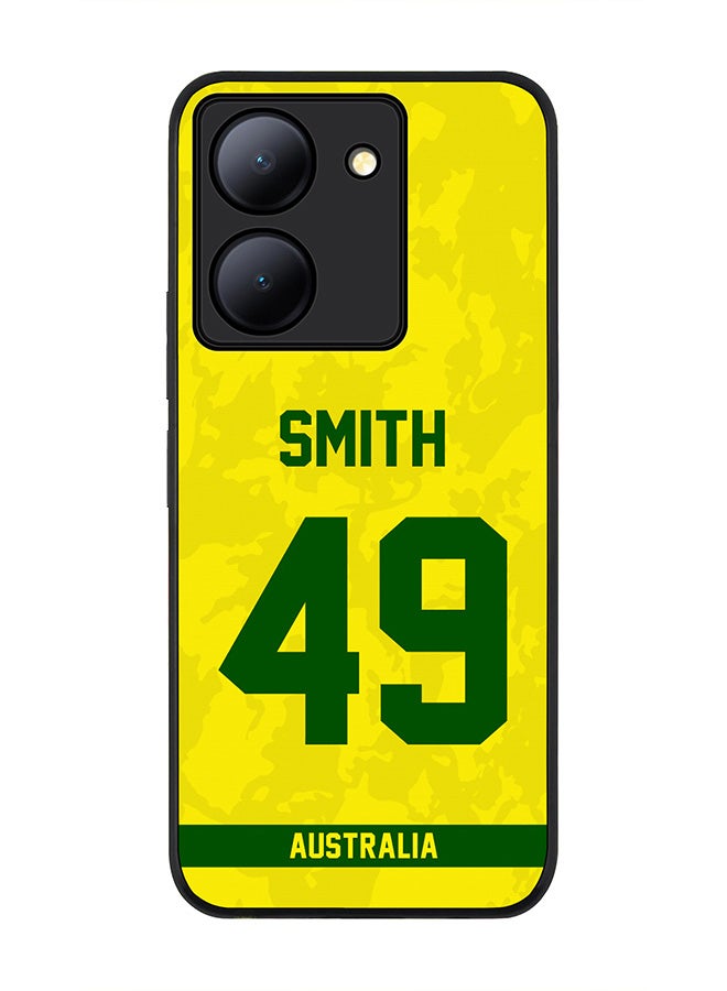 Stylizedd Rugged Black Edge case for Vivo Y27s/ Vivo Y27 5G, Slim fit Soft Flexible Rubber Edges Anti Drop Cover - Team Australia Steve Smith, Jersey No 49 - Image 1