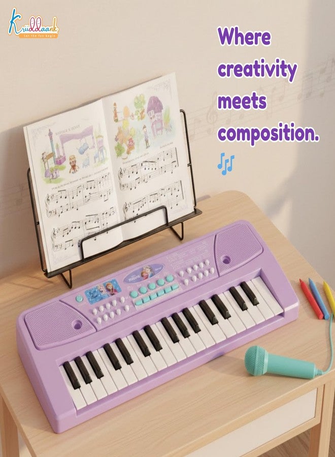 Kriiddaank Frozen Keyboard Piano for Kids - Elsa & Anna Theme Musical Toy with Microphone & USB Cable, 8 Rhythms & 8 Instrument Sounds, Educational Learning Toy for Boys & Girls 3+Years (Turkish Blue) - Image 4