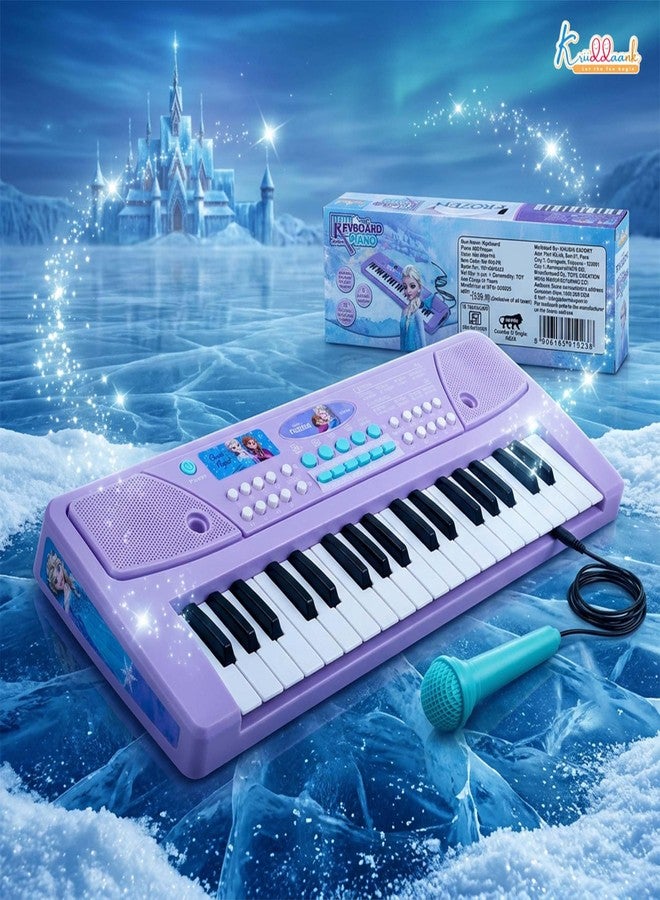 Kriiddaank Frozen Keyboard Piano for Kids - Elsa & Anna Theme Musical Toy with Microphone & USB Cable, 8 Rhythms & 8 Instrument Sounds, Educational Learning Toy for Boys & Girls 3+Years (Turkish Blue) - Image 2
