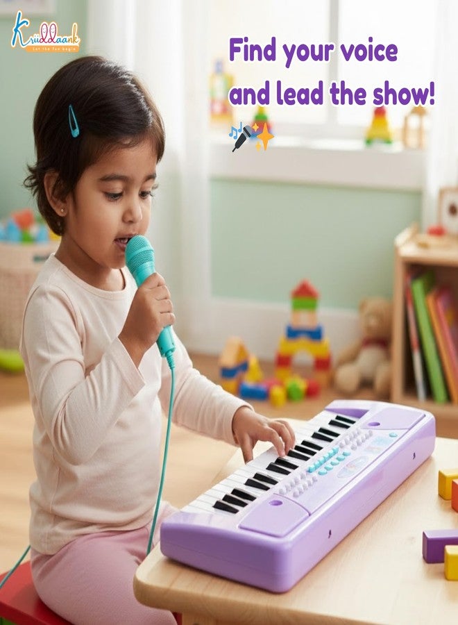 Kriiddaank Frozen Keyboard Piano for Kids - Elsa & Anna Theme Musical Toy with Microphone & USB Cable, 8 Rhythms & 8 Instrument Sounds, Educational Learning Toy for Boys & Girls 3+Years (Turkish Blue) - Image 5