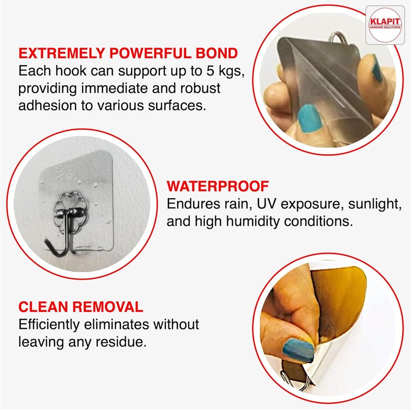 KLAPiT Super Hook Heavy Duty Adhesive Clear Hook - Image 4