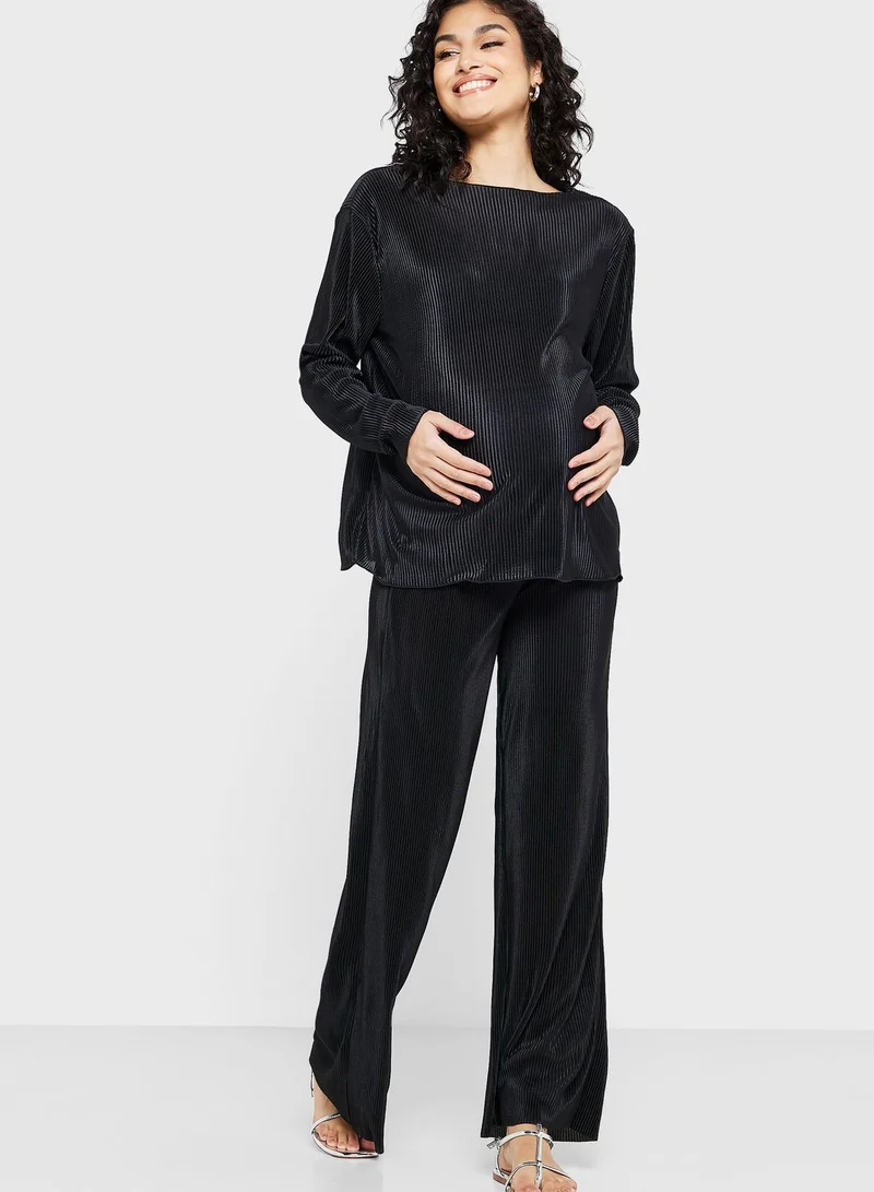 Only Maternity High Waist Plisse Pants