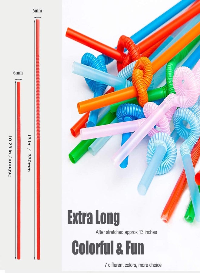 ALINK 200 PCS Flexible Plastic Drinking Straws, 10.2 Inches Extra Long Colorful Disposable Bendy Party Fancy Straws - Image 2
