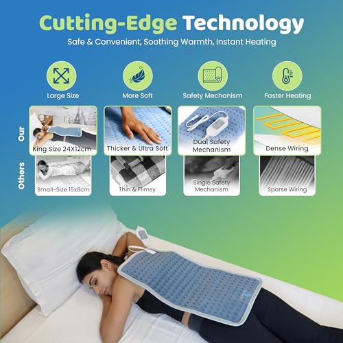 Heatronics Electric Heating Pad XL | Large Heating Pad for Back & Period Pain Relief | 3 Heat Levels | ThermoLock™ Control | TheraFlex™ 6-Layer Build | ISO 13485 & CDSCO Certified | 1-Year HeatCare™ Warranty - Image 5