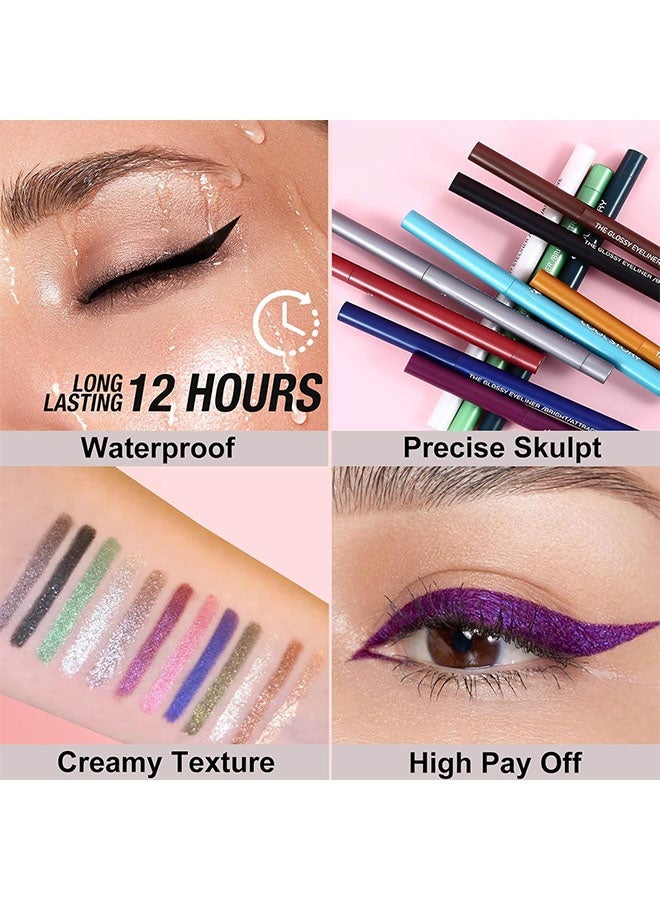 كول ستوري آيلاينر، آيلاينر بني داكن برونزي مقاوم للماء، قلم آيلاينر بني قابل للسحب، جل آيلاينر بني مقاوم للتلطخ، طويل الأمد، مضاد للحساسية (09# بني داكن لامع) - Image 5