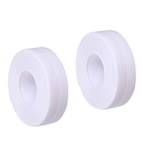 pepplo Tape Caulk,Self-Adhesive Sealing Tape PE Waterproof Decorative Sealant Trim for Kitchen, Bathroom, Shower Floor and Wall Edge Protector (White, Pack of 2) - Image 1