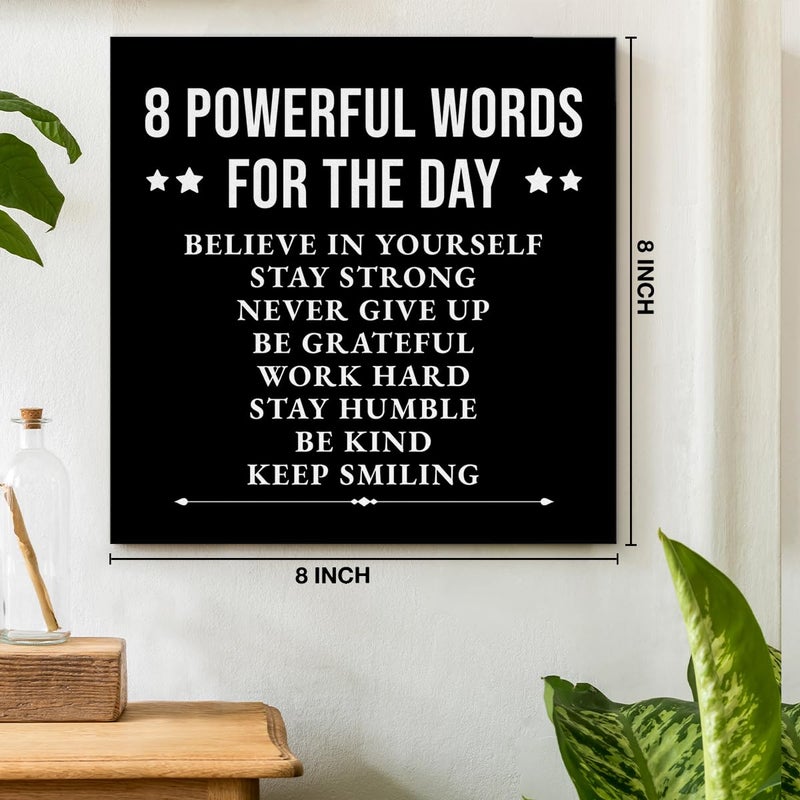 VAHATAN Inspirational Wall Decor, Motivational Canvas Painting Wall Art for Men Teen Boy, Black and White Inspiring Positive Quotes Framed Posters for Bedroom Living Room Classroom Gym Office, 8 x 8 Inches - Image 2
