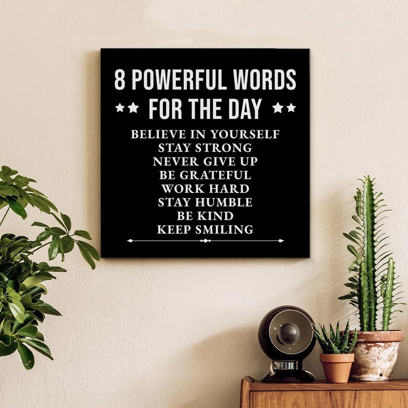 VAHATAN Inspirational Wall Decor, Motivational Canvas Painting Wall Art for Men Teen Boy, Black and White Inspiring Positive Quotes Framed Posters for Bedroom Living Room Classroom Gym Office, 8 x 8 Inches - Image 3