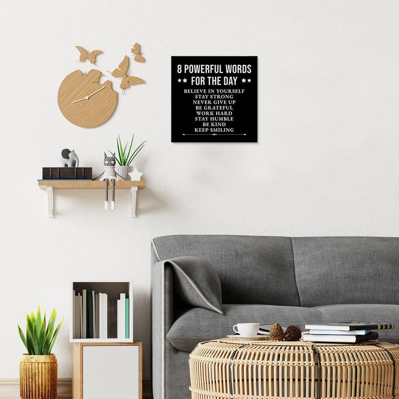 VAHATAN Inspirational Wall Decor, Motivational Canvas Painting Wall Art for Men Teen Boy, Black and White Inspiring Positive Quotes Framed Posters for Bedroom Living Room Classroom Gym Office, 8 x 8 Inches - Image 5