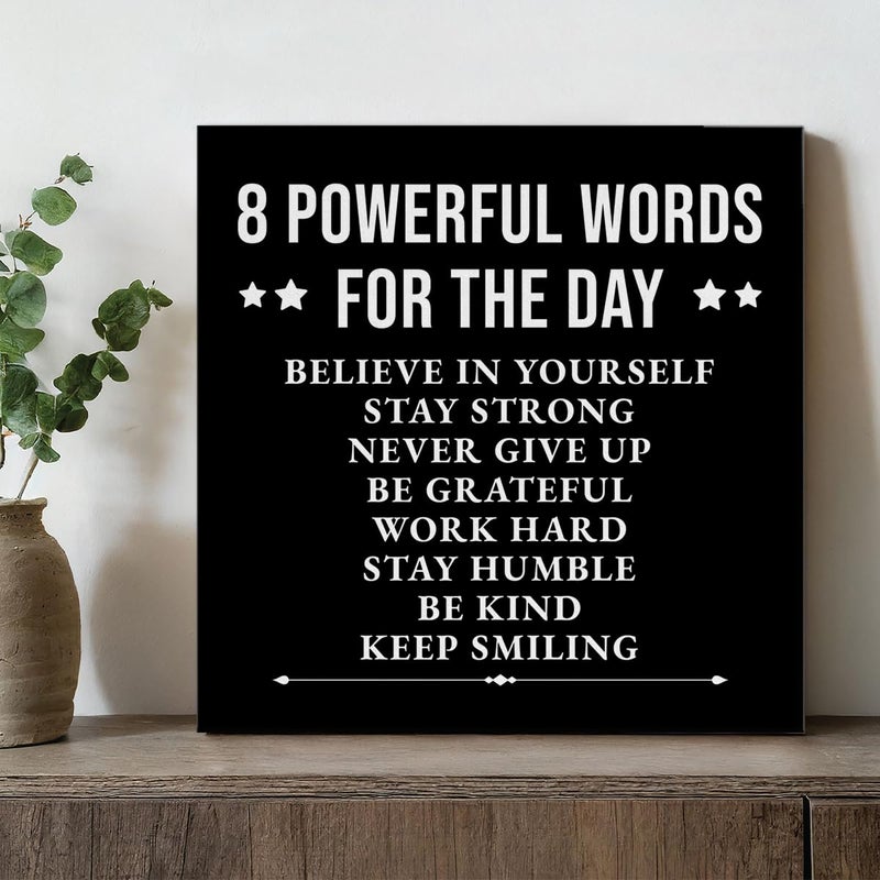 VAHATAN Inspirational Wall Decor, Motivational Canvas Painting Wall Art for Men Teen Boy, Black and White Inspiring Positive Quotes Framed Posters for Bedroom Living Room Classroom Gym Office, 8 x 8 Inches - Image 4