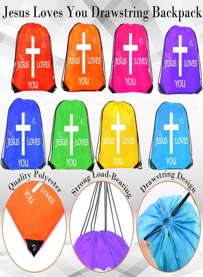 Yaure Joy 10/20/30/40/80 Pcs Jesus Loves You Drawstring Backpack Bulk Christian Religious Gift Bag for Church, Conference, Homeless - Image 4