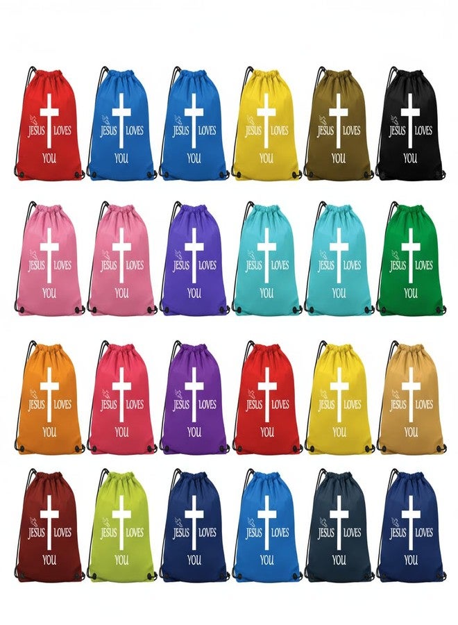 Yaure Joy 10/20/30/40/80 Pcs Jesus Loves You Drawstring Backpack Bulk Christian Religious Gift Bag for Church, Conference, Homeless - Image 1