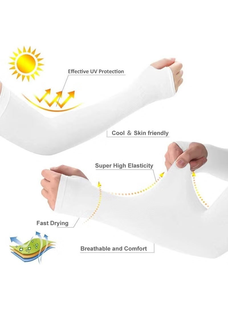 3-Pair UV Sun Protection Compression Arm Sleeves,UV Protection Cooler Arm Sleeves for Men & Women, Sports Arm Sleeves With Hand Cover, Cycling/Driving/Bike and all other Outdoor Activities or Indoor sports - Image 3