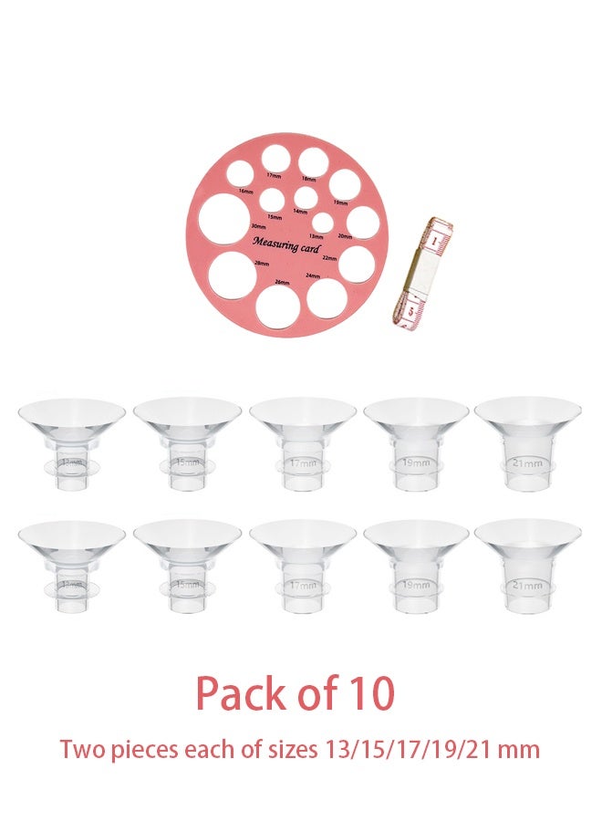 حشوات مضخة الثدي من 10 قطع بمقاس 13/15/17/19/21 مم مع مسطرة، متوافقة مع Momcozy S12 Pro/S9 Pro/S12/S9 - Image 1