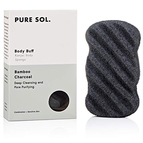 pureSOL Pure SOL Konjac Exfoliating Bath Sponge Activate Charcoal Exfoliating Sponge Konjac Sponge for Acne Deep Cleansing Clean Pores Remove Impurities 100 Natural and Good for All Skin Types - Image 1