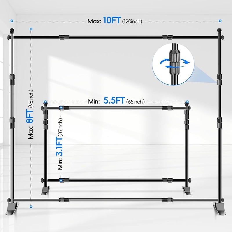 EMART Photo Backdrop Stand,Banner Stand for Photography-10x8ft/3x2.4m(WxH) - Image 2