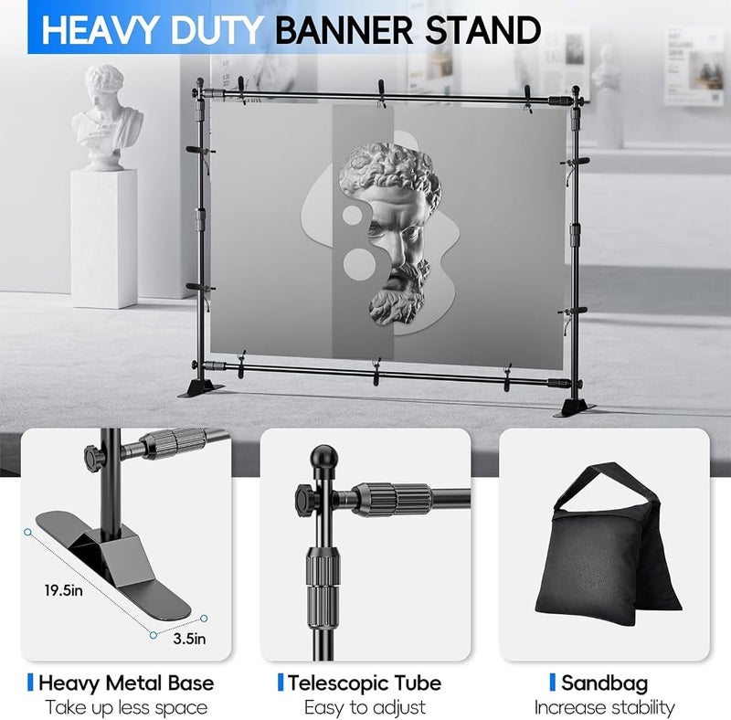 EMART Photo Backdrop Stand,Banner Stand for Photography-10x8ft/3x2.4m(WxH) - Image 3