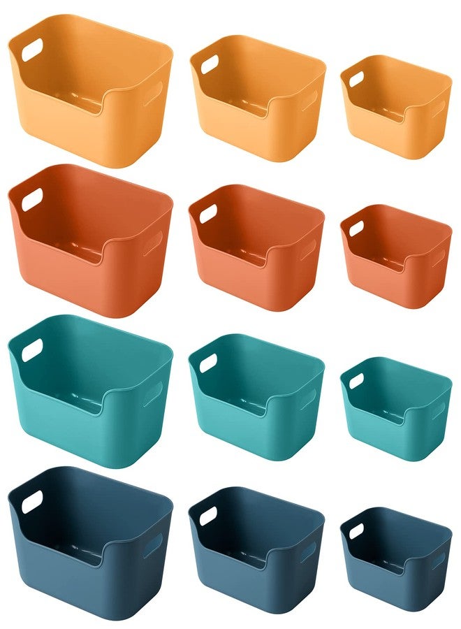OWill 12-Pack Mixed Plastic Storage Bins and Baskets for Efficient Home Classroom Organization - Small Containers in Multiple Colors for Kitchen, Cupboard Box, Bathroom Organizer on Shelves and Tubs - Image 1