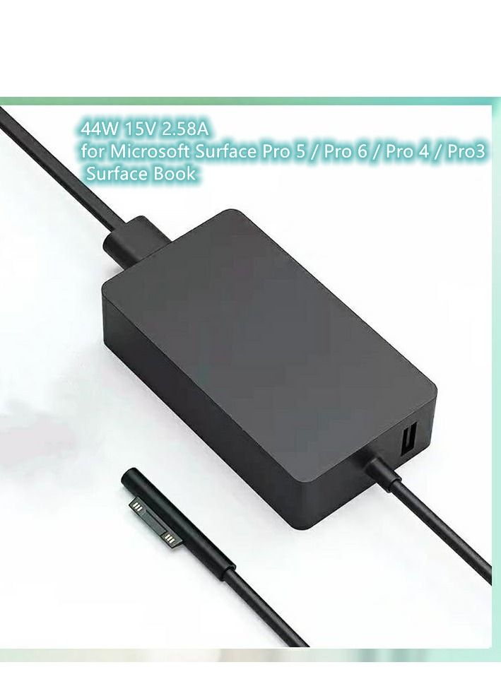 GULFLINK Power Supply Adapter Compatible for Microsoft Surface Pro 3/4/5/ 6 with 44W Black - Image 1