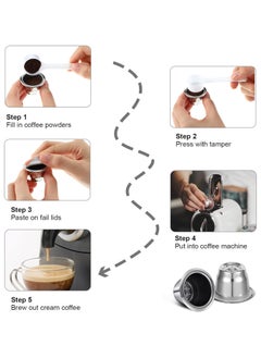 LIMOS Reusable Stainless Steel Espresso Capsules with Aluminum Foil Seal Stickers for coffee Machines (6 Cups, 204 Lids)  - Image 4