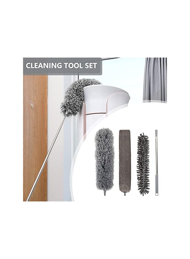 Zaboon Feather Duster With Extension Pole 4Pcs/Set Retractable & Bendable Dust Brush Cleaner Long Feather Duster For Cleaning Ceiling Fan High Ceiling Blinds Furniture Cars - Image 3