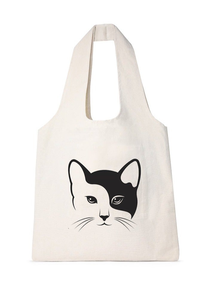 Tote Bag off White Canvas Cotton oval hand /40*35cm  - Image 1