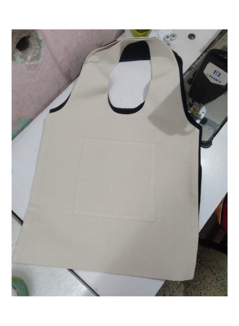 Tote Bag off White Canvas Cotton oval hand /40*35cm  - Image 3