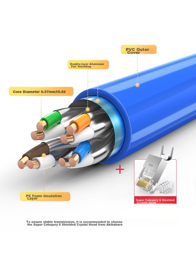 CHOSEAL Akihabara Cat6a Double-shielded Network Cable, 10 Gigabit Anti-interference Low Attenuation Pure Copper, Engineering And Home Installation Network Broadband Cable, Blue, 50 Meters, Qs2669bt50s - Image 4
