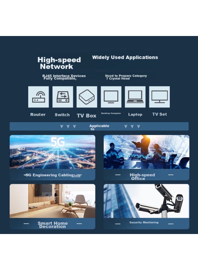 CHOSEAL Akihabara Cat6a Double-shielded Network Cable, 10 Gigabit Anti-interference Low Attenuation Pure Copper, Engineering And Home Installation Network Broadband Cable, Blue, 50 Meters, Qs2669bt50s - Image 5
