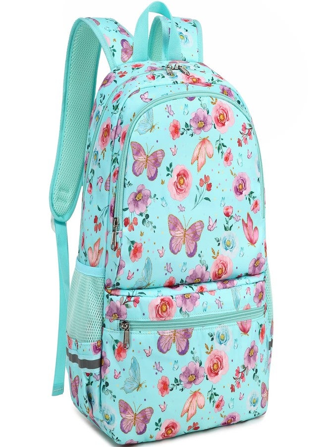 DSIUE Kids Backpack for Girls Elementary BookBags Teens Middle School Backpack with Lunch Box Butterfly Lake Blue - Image 3