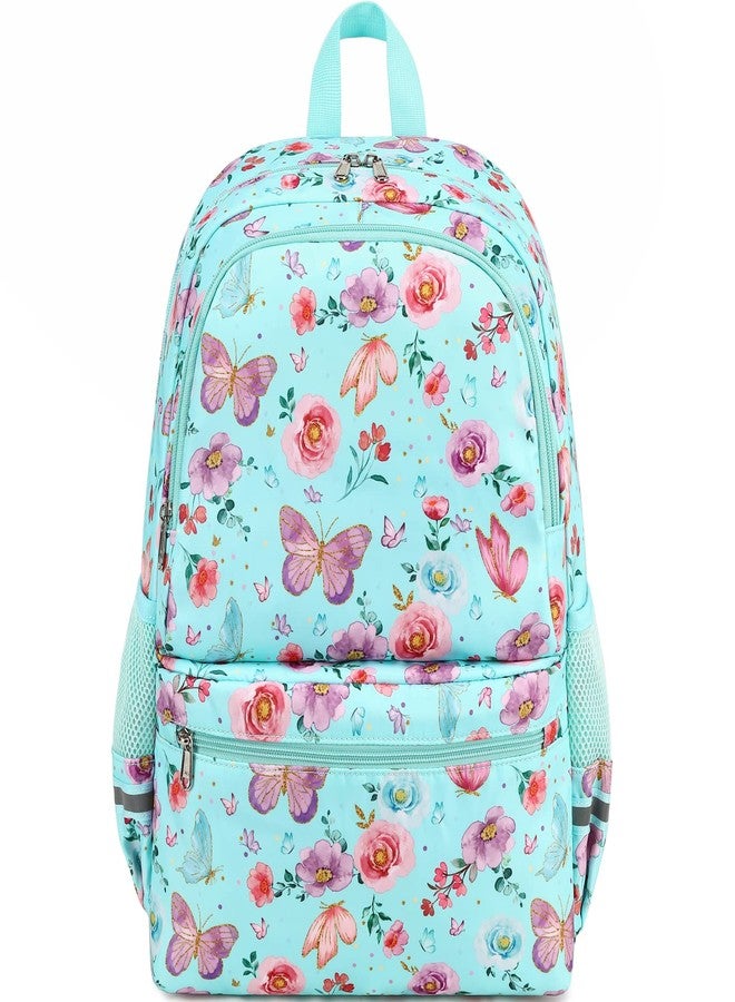 DSIUE Kids Backpack for Girls Elementary BookBags Teens Middle School Backpack with Lunch Box Butterfly Lake Blue - Image 4