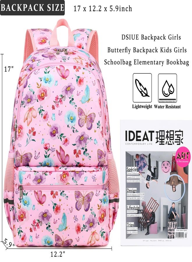 DSIUE Kids Backpack for Girls Elementary BookBags Teens Middle School Backpack with Lunch Box Butterfly Lake Blue - Image 5